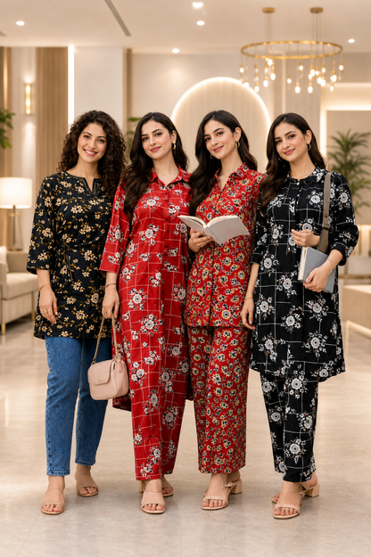 Shifona 2-Piece unstitched Polylawn Suits Combo-6 (Pack of -4)