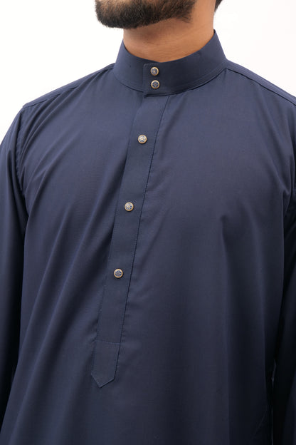 Men’s Classic Arabic Thobe – Navy Blue | Modern & Refined