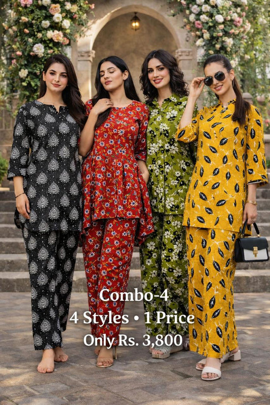 Shifona  Vol-1 Pack Of 4 Suits Unstitched Combo 4