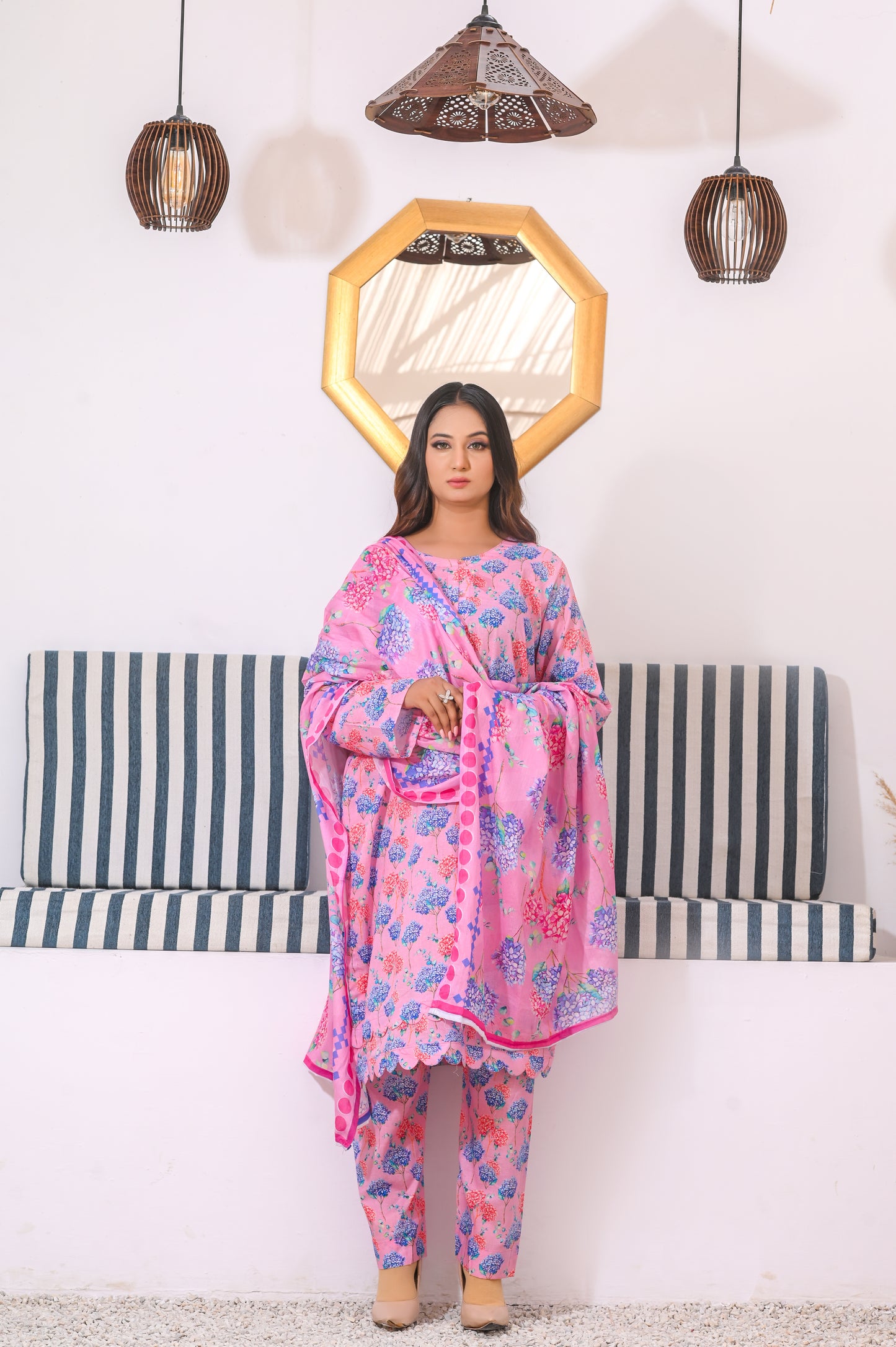 Shifona – 3-Piece Stitched Lawn Suit – Blush Floral
